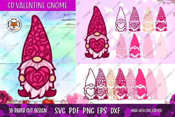 3D Valentine Gnome with Heart SVG: Layered Shapes Review