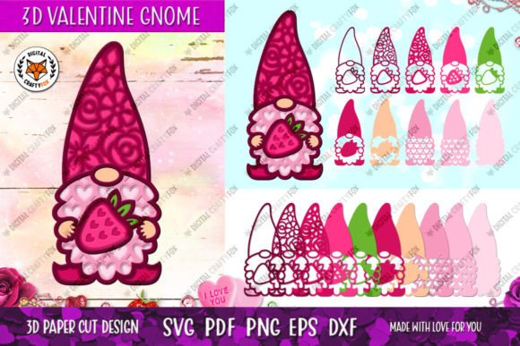 3D Valentine Gnome with Strawberry: 3D SVG Shapes Review