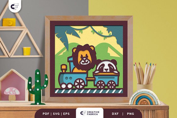 Animal on the Train 3D SVG for Baby Decor