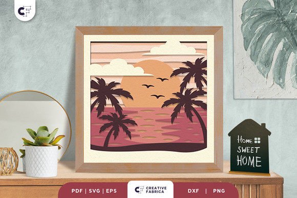 Boho Sunset Beach 3D SVG for Travel Branding