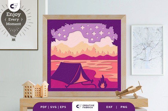 Camping 3D SVG Light Box for Seasons Design