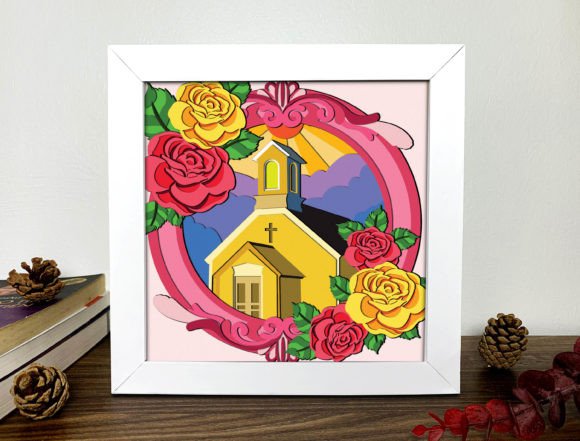 Church 3D SVG: Religious Shadow Box Asset Review