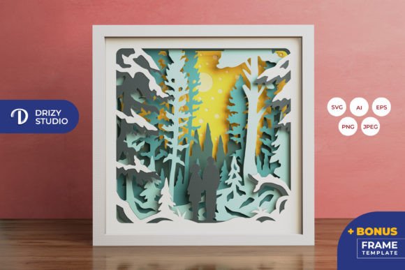 Couple in the Winter Forest 3D SVG: A Charming Winter Asset