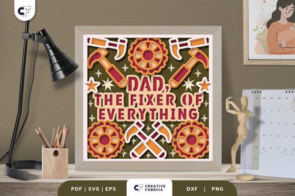Dad Fixer Shadow Box: 3D SVG for Father's Day