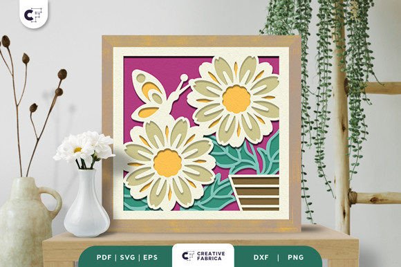 Daisy Flower in a Pot 3D SVG for Floral Compositions