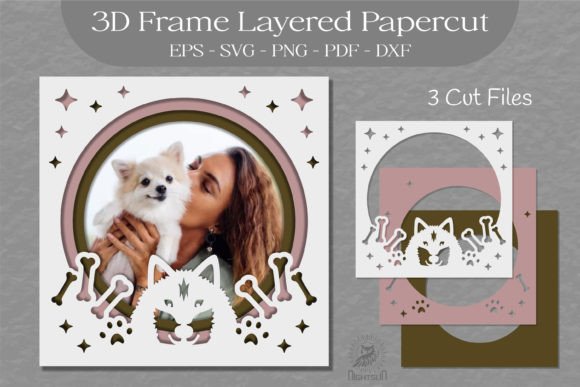 Dog 3D Frame Layered SVG 10 for Shadow Boxes