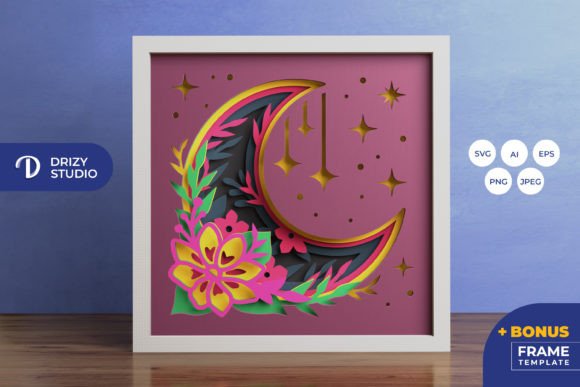 Floral Crescent Moon 3D Shadow Box Review