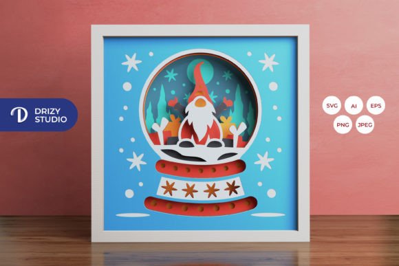 Gnome Snowball 3D SVG for Christmas Crafting