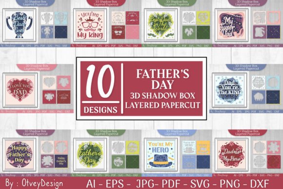 Happy Father's Day 3D SVG for Shadow Boxes