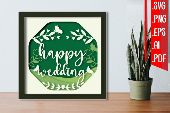 Happy Wedding Papercut Graphics for Crafts