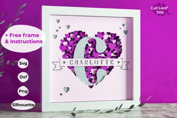 Heart Split Monogram 3D SVG for Shadow Boxes