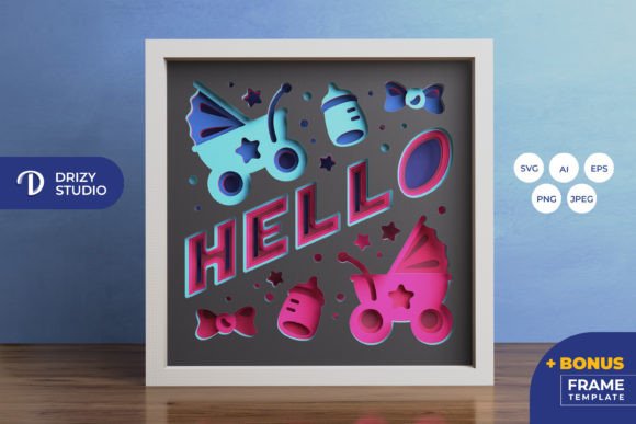 HELLO Baby Shower 3D Shadow Box SVG Review