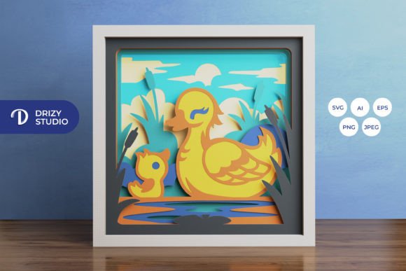 Mama Duck 3D SVG: Shadow Boxes for Branding