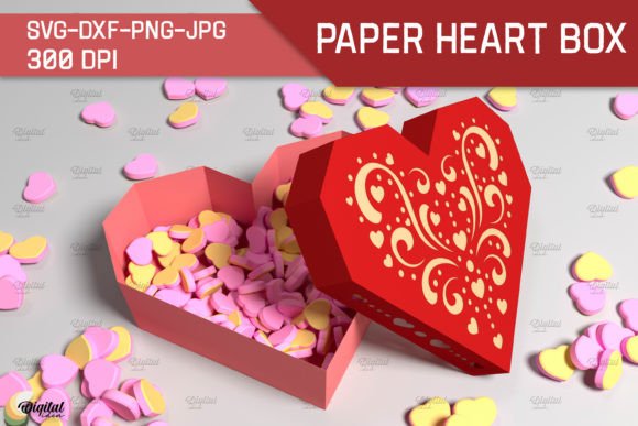 Paper Heart Box 3D SVG Shapes for Local Branding