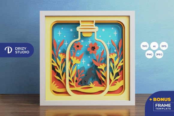 Unicorn in a Jar 3D SVG for Shadow Boxes