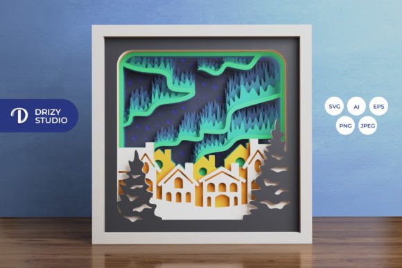 Winter Village 3D SVG: A Christmas Branding Gem