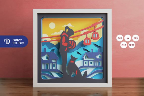 Woman and Dog in the Winter 3D Shadowbox SVG Review